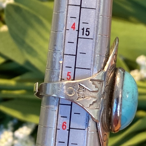 VINTAGE ‼️ NAVAJO LARIMAR STONE RING!🌼 - Picture 7 of 8